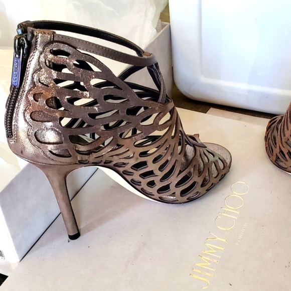 Jimmy Choo Women's Fyonn Laser-cut Metallic Leather 5.5 - Picture 3 of 5